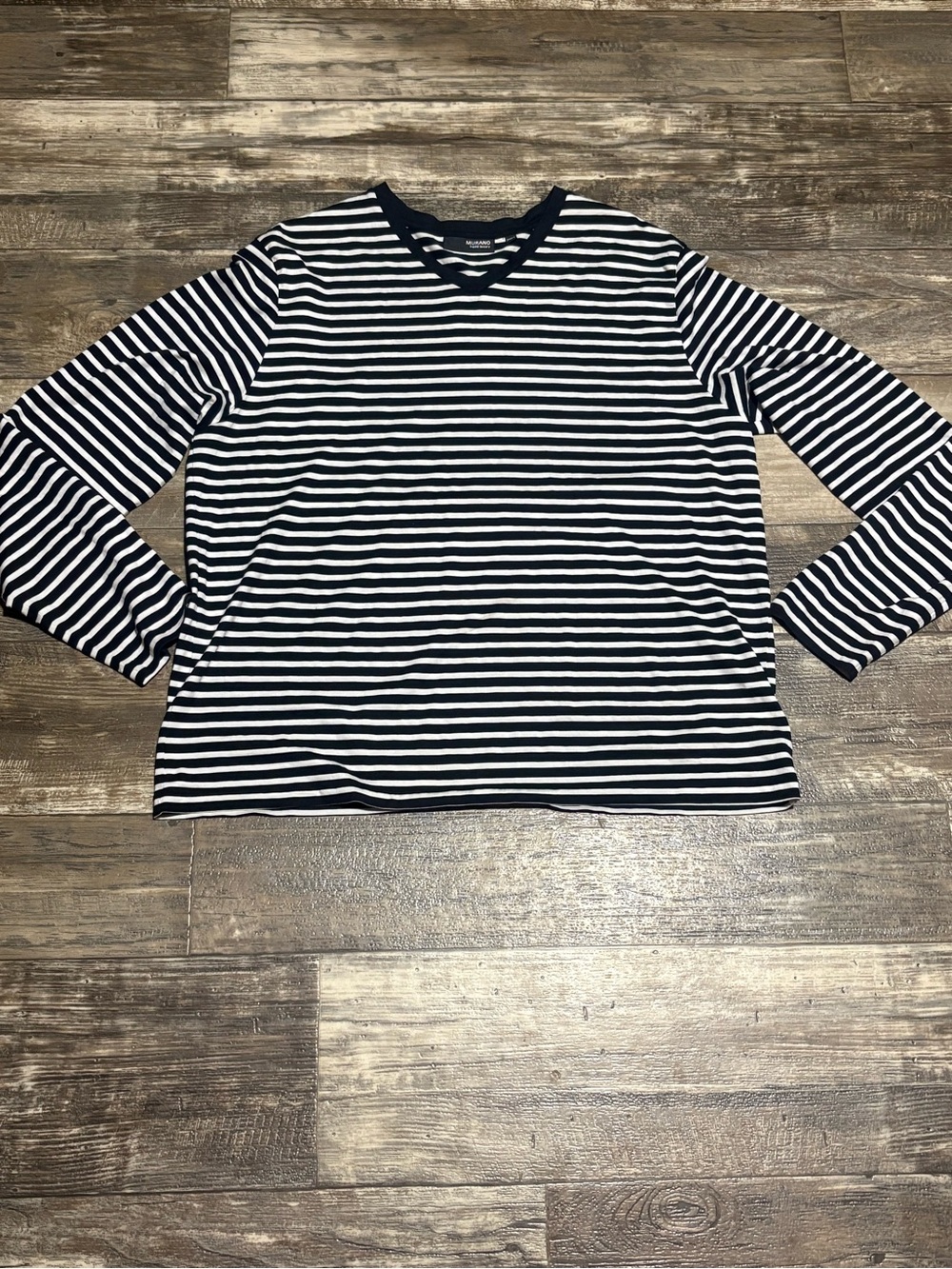 Murano Navy and White Striped Long-Sleeve Tee